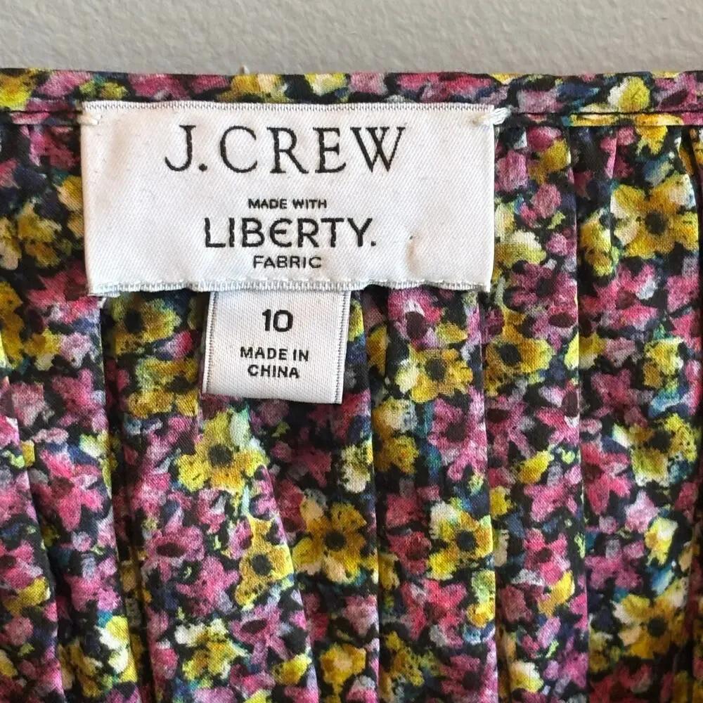 J. Crew Cinched Waist Organic Cotton Top in Liberty Busy Izzy Fabric - size 10